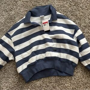 Striped oversized crop Shirt by Nike - Blue and White